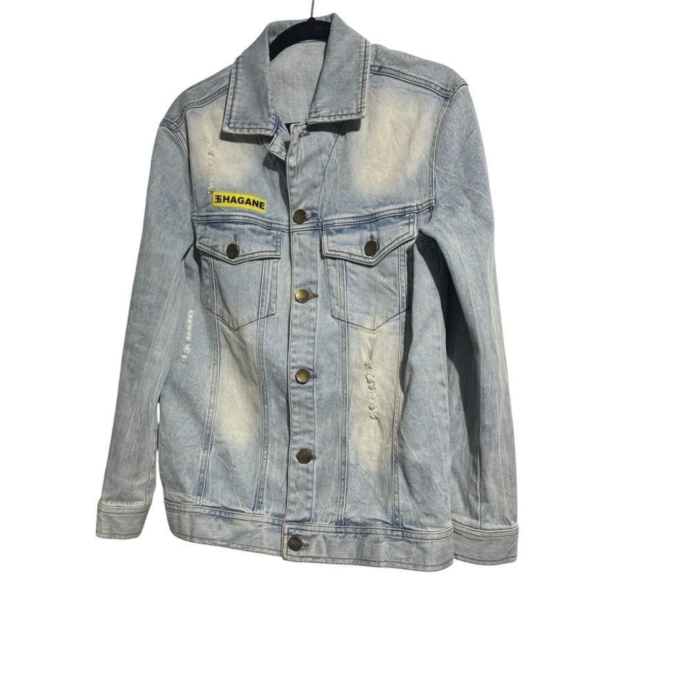 Bibisama Anime Hagane Jean Jacket Distressed Light Blue Denim Size 2 (Medium)